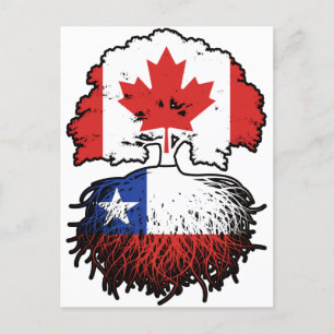 Chile Chile Canadian Canada Träd Roots Flagga Vykort