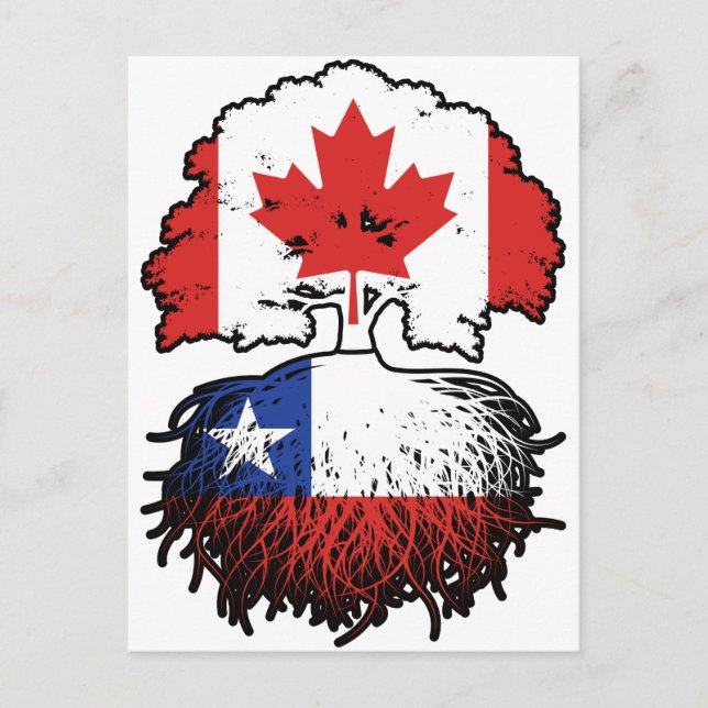 Chile Chile Canadian Canada Träd Roots Flagga Vykort (Framsida)