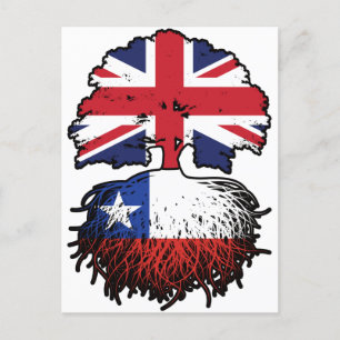 Chile Chillean British UK Träd Roots Flagga Vykort