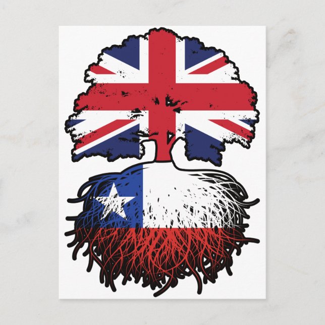 Chile Chillean British UK Träd Roots Flagga Vykort (Framsida)