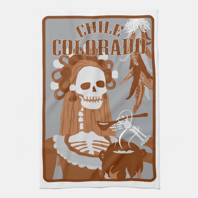 chile colorado: orange brännskada kökshandduk (Vertikal)