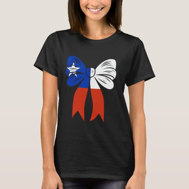Chile Coquette Bow Cute Daety Ribbon Chilean Flagg T Shirt (Framsida)