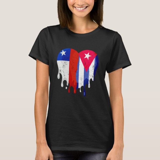 Chile Cuba Flag Heart Citizen Grown Patriot Countr T Shirt (Framsida)