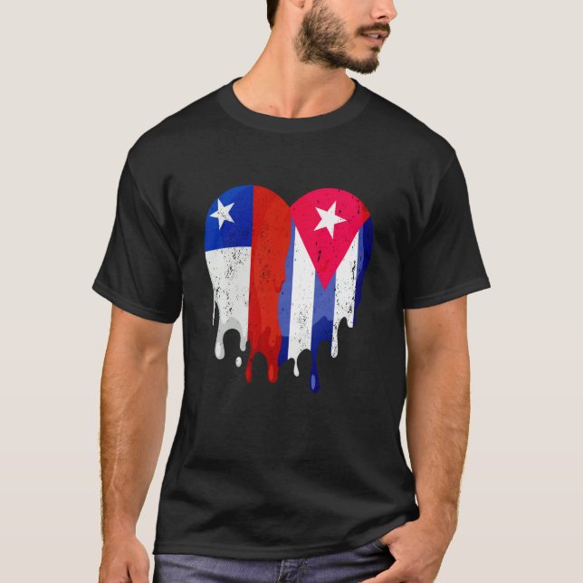 Chile Cuba Flag Heart Citizen Grown Patriot Countr T Shirt (Framsida)