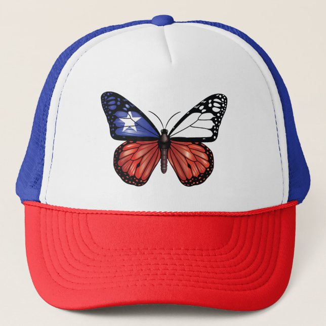 Chile Fjäril Monark Flagga Keps (Framsida)