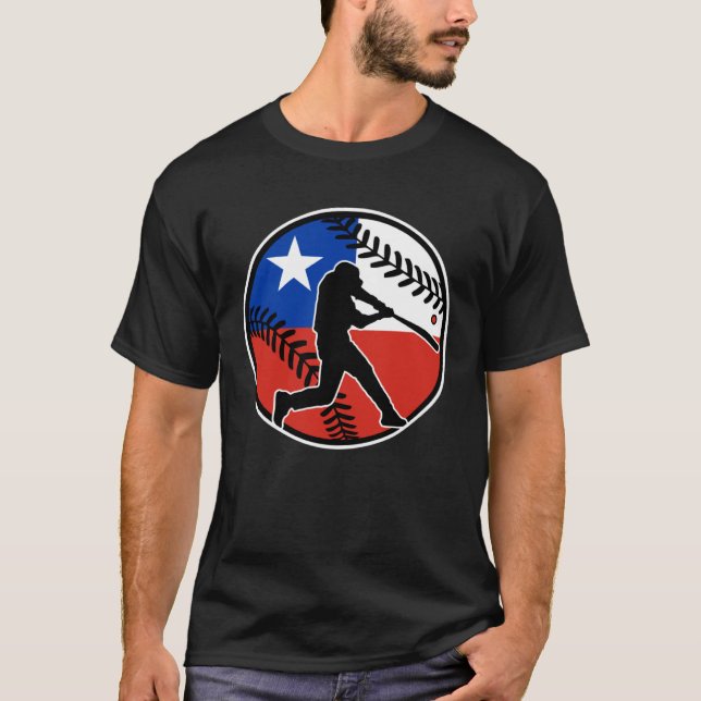 Chile Flag Baseball Hitter Chilean Baseball Softba T Shirt (Framsida)