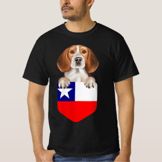 Chile Flag Beagle Dog In Pocket T-Shirt|Halloween T Shirt