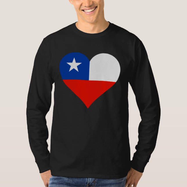 Chile Flag Heart Chile  Love Chile T Shirt (Framsida)