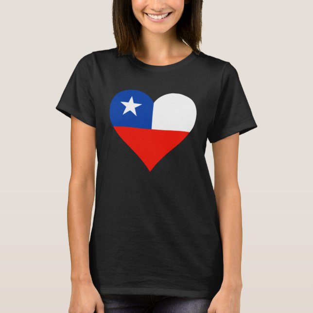 Chile Flag Heart Chile  Love Chile T Shirt (Framsida)