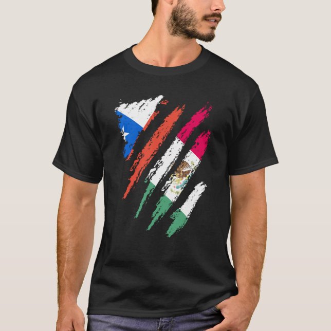 Chile Flag Mexico Grown Patriot Country Stripes T Shirt (Framsida)