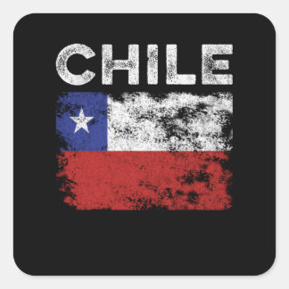 Chile Flagga Distress - chilenska Flagga Fyrkantigt Klistermärke