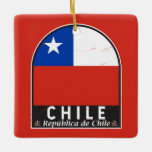 Chile Flagga Emblem Distress Vintage Julgransprydnad Keramik<br><div class="desc">Chile hade en nödlidande emblem med flagga och jacka av arm.</div>