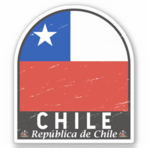 Chile Flagga Emblem Distress Vintage Klistermärken