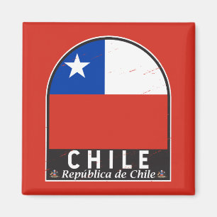 Chile Flagga Emblem Distress Vintage Magnet