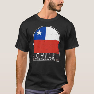 Chile Flagga Emblem Distress Vintage T Shirt