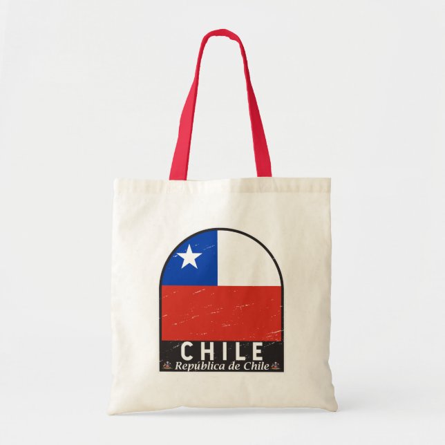 Chile Flagga Emblem Distress Vintage Tygkasse (Framsidan)