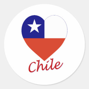Chile Flagga Heart Runt Klistermärke