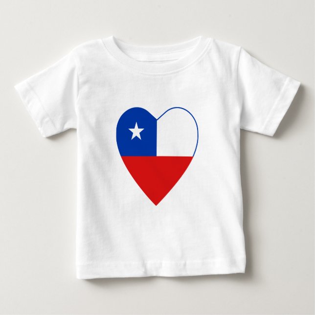Chile Flagga Heart T-Shirt (Framsida)