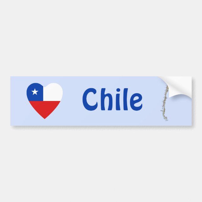 Chile Flagga Hjärta + Karta Bildäckslimma Bildekal (Framsidan)