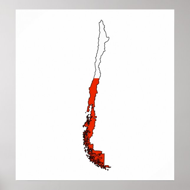 Chile Flagga Karta fullt storlek Poster (Framsidan)