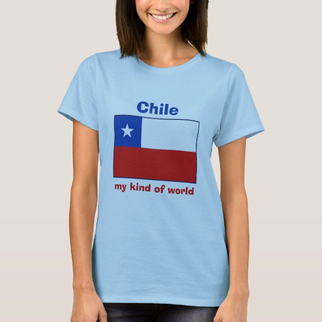 Chile flagga + Karta + TextT-tröja Tee Shirt (Framsida)