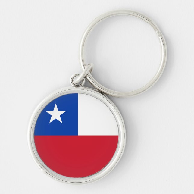 Chile flagga Keychain Rund Silverfärgad Nyckelring (Framsidan)