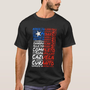 Chile Flagga Ordkonst Mat Chilensk Stolthet Kultur T Shirt