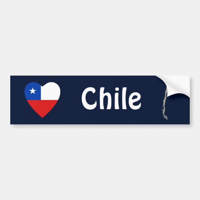 Chile flaggahjärta + Kartabildekal Bildekal (Framsidan)