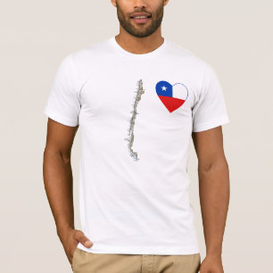 Chile flaggahjärta och kartaT-tröja T Shirt