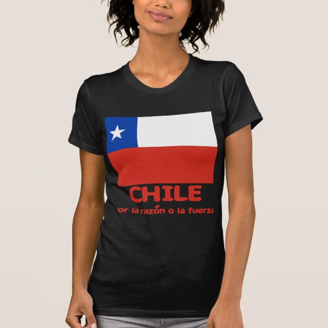 Chile flaggaT-tröja med chilensk Motto Tröja (Framsida)