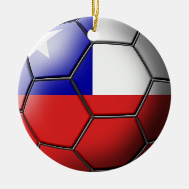 Chile fotbollprydnad julgransprydnad keramik (Framsidan)
