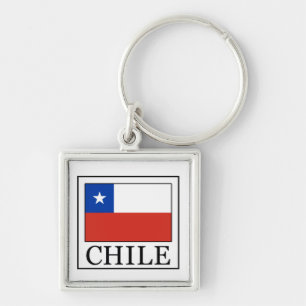 Chile Fyrkantig Silverfärgad Nyckelring
