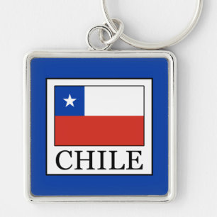 Chile Fyrkantig Silverfärgad Nyckelring