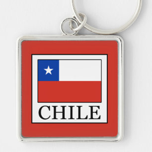 Chile Fyrkantig Silverfärgad Nyckelring