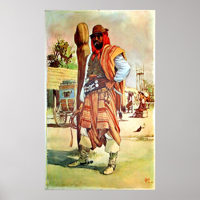 Chile, Gauchos, man i traditionell kostym Poster (Framsidan)