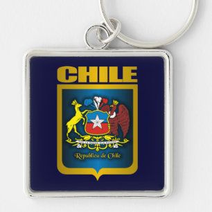 ’Chile Guld’ Fyrkantig Silverfärgad Nyckelring