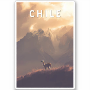 Chile Illustration Resa Konst Vintage Klistermärken