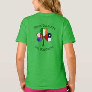Chile Irland USA Shamrock Flag Personlig Flicka T Shirt