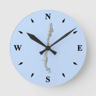 Chile Karta Clock Rund Klocka
