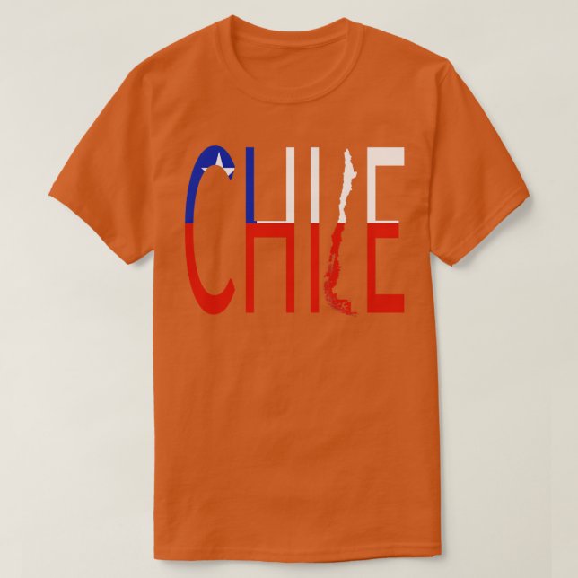 Chile Karta Flagga Chile T Shirt (Design framsida)