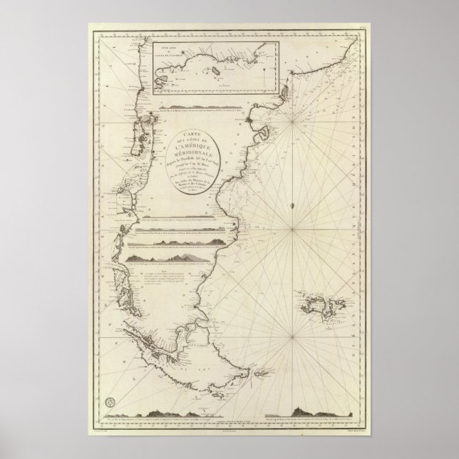 Chile Karta Poster (Framsidan)