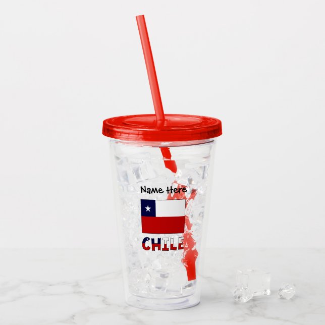 Chile och chilensk flagga svart personlig  take away mugg (Framsida Ice)
