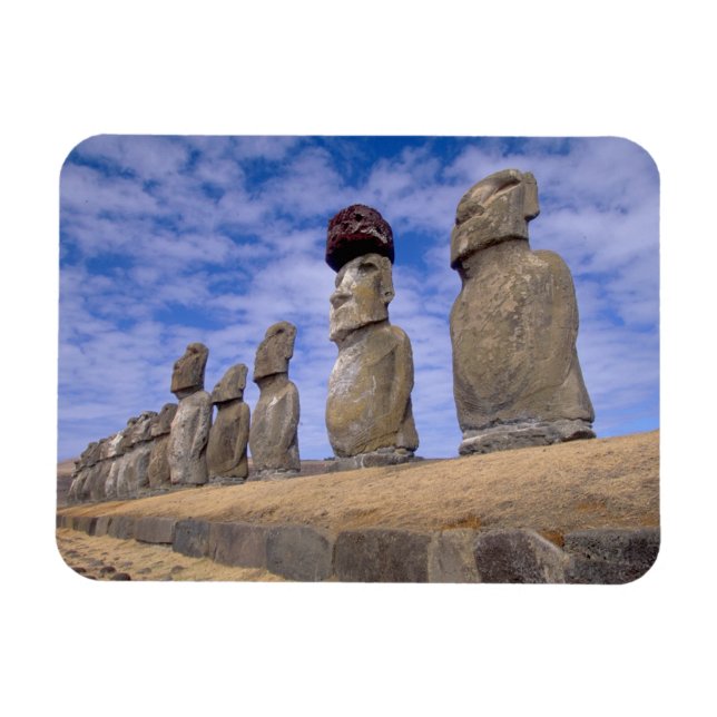 Chile, Påsk De 15 Moais i Ahu Magnet (Horisontell)