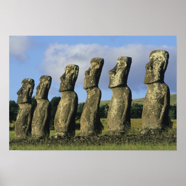 Chile, Påsk, Rapa Nui, Ahu Akivi Poster (Framsidan)