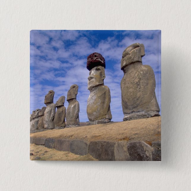 Chile, Påskön. De 15 Moai vid Ahu Knapp (Framsida)