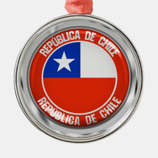 Chile Round Emblem Julgransprydnad Metall (Framsidan)