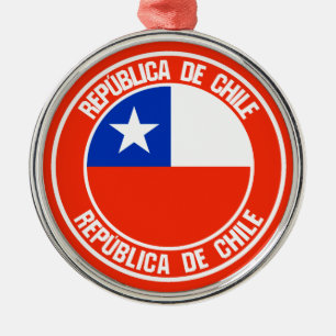 Chile Round Emblem Julgransprydnad Metall