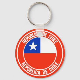 Chile Round Emblem Nyckelring