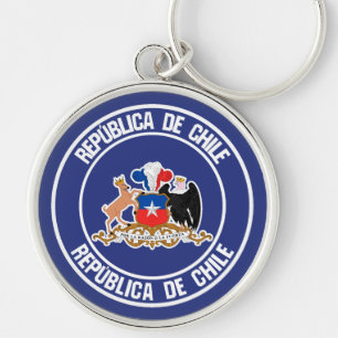 Chile Round Emblem Rund Silverfärgad Nyckelring