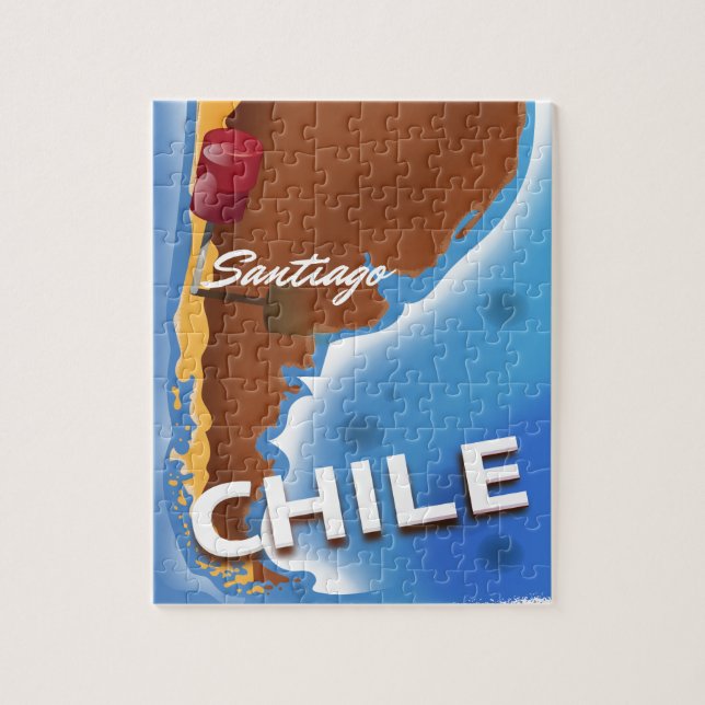 Chile santiago Vintage reseaffisch Pussel (Vertikal)